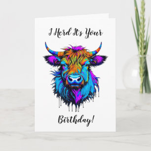 Funny Highland Koe Pun Verjaardag Kaart