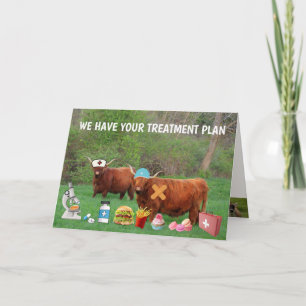 Funny Highland Steer krijgt het goed Kaart