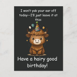Funny Highland Yak: Hairy Good Birthday Puns Briefkaart