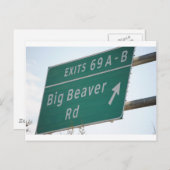 Funny HIghway Sign Big Beaver Road Exit 69 Briefkaart (Voorkant / Achterkant)