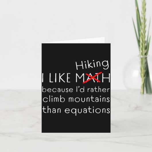 Funny Hiking Over Math Humor Mountains Vs Equation Kaart (Voorkant)