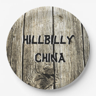 Funny Hillbilly China Faux Knotty Pine Fence Papieren Bordje
