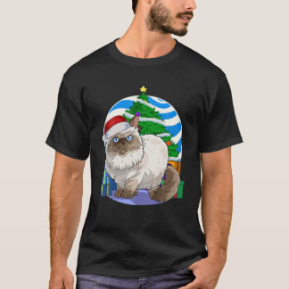 Funny Himalayan Cat Santa Christmas Tree Decor T-shirt