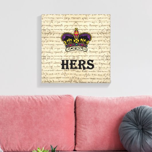 Funny hing text & crown canvas afdruk (Insitu (Woonkamer))