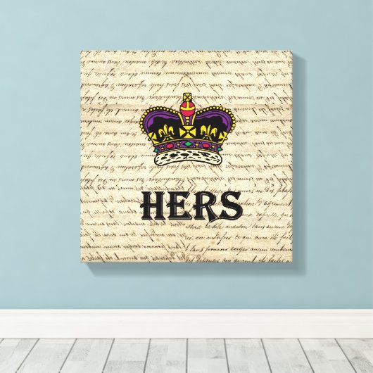 Funny hing text & crown canvas afdruk (Insitu (Houten vloer))