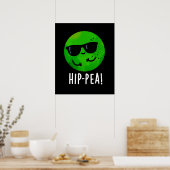 Funny Hip Pea Pun Dark BG Poster (Keuken)