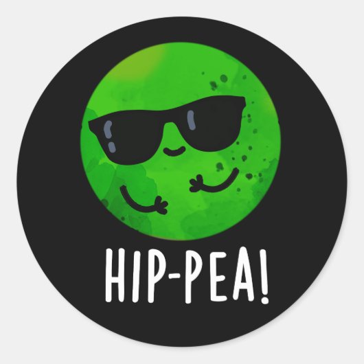 Funny Hip Pea Pun Dark BG Ronde Sticker (Voorkant)