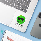 Funny Hip Pea Pun Sticker (Laptop met iPhone)