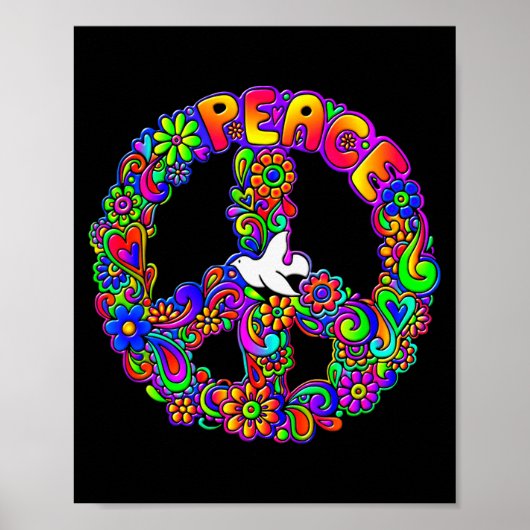 Funny Hipe Flower Wer Peace Sign Tee Poster (Voorkant)