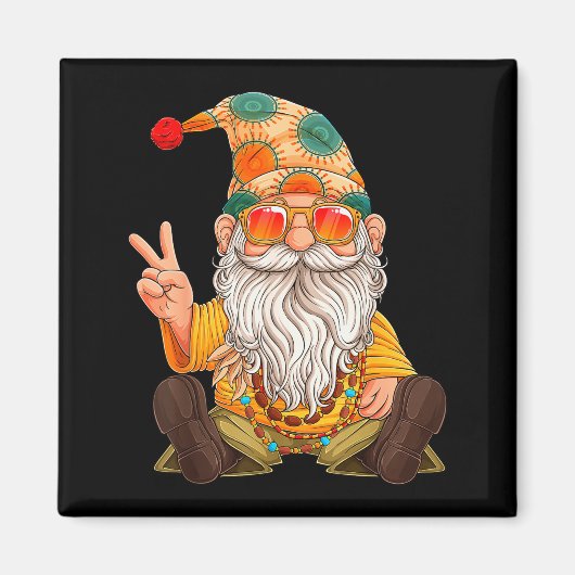 Funny Hipe Gnome Peace Sign Gnomes Lovers Men Wome Magneet (Voorkant)