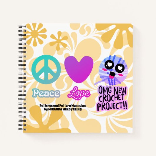Funny hippie paix amour crochet motif carnet (Devant)