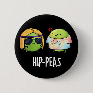 Funny Hippie Peas Pun Dark BG Ronde Button 5,7 Cm