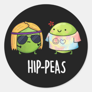 Funny Hippie Peas Pun Dark BG Ronde Sticker