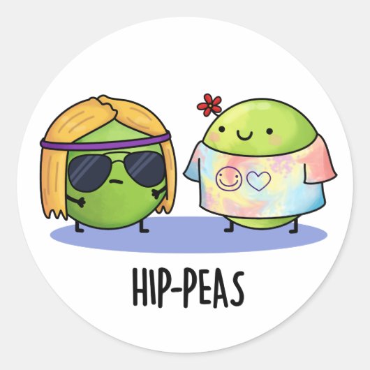 Funny Hippie Peas Pun Ronde Sticker (Voorkant)