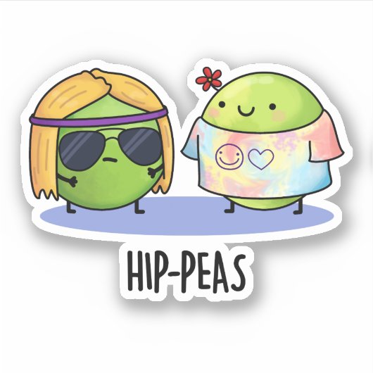 Funny Hippie Peas Pun Sticker (Voorkant)