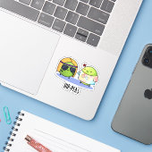 Funny Hippie Peas Pun Sticker (Laptop met iPhone)