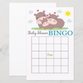 Funny Hippo baby shower bingo card (Voorkant / Achterkant)