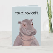 Funny Hippo Illustration Personalized Birthday Kaart (Voorkant)