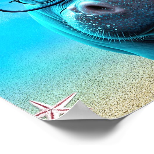 Funny Hippo met Glasses I Love Reading Library Poster (Hoek)