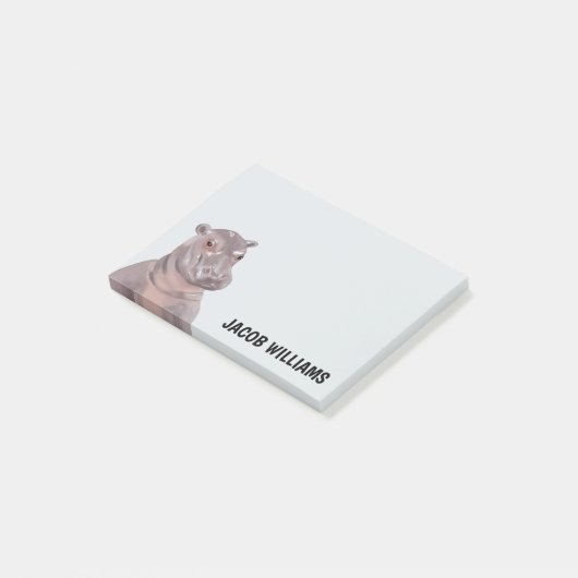 Funny Hippo Persoonlijke naam Post-it® Notes (Schuin)