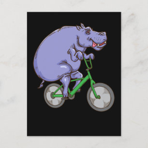 Funny Hippo Riding Bicycle Hippopotamus Kinder Hip Briefkaart