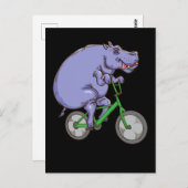 Funny Hippo Riding Bicycle Hippopotamus Kinder Hip Briefkaart (Voorkant / Achterkant)