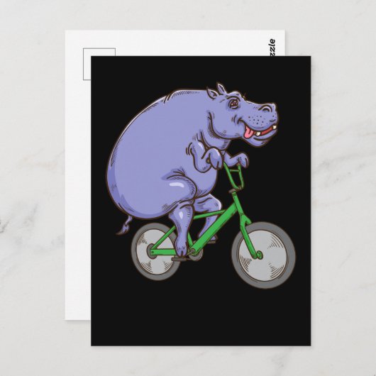 Funny Hippo Riding Bicycle Hippopotamus Kinder Hip Briefkaart (Voorkant / Achterkant)