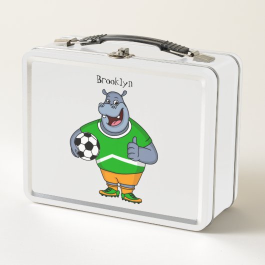 Funny hippo soccer player cartoon (Voorkant)
