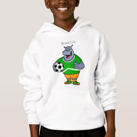 Funny hippo soccer player cartoon (Voorkant)