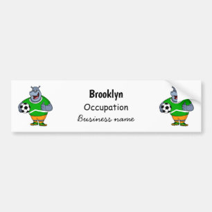 Funny hippo soccer player cartoon bumpersticker