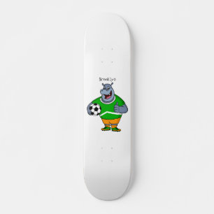 Funny hippo soccer player cartoon skateboard