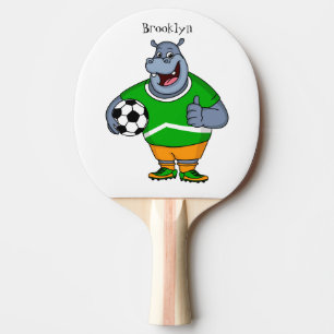 Funny hippo soccer player cartoon tafeltennisbatje