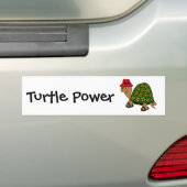 Funny Hippy Flower Turtle Cartoon Bumpersticker (Op auto)
