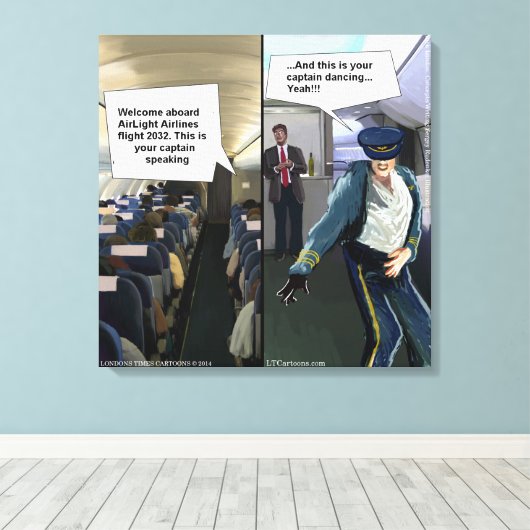 Funny Hipster Airline Pilot Canvas Print (Insitu (Houten vloer))
