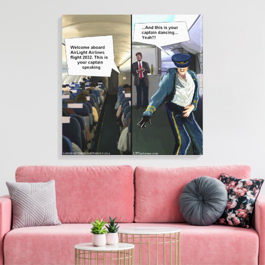Funny Hipster Airline Pilot Canvas Print (Insitu (Woonkamer))
