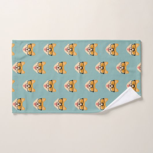 Funny Hipster Corgi Pattern Bad Handdoek (Handdoek)