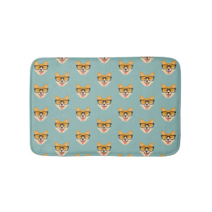 Funny Hipster Corgi Pattern Badmat