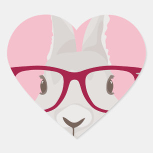 Funny Hipster Easter bunny met rode velgbrillen Hart Sticker