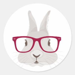 Funny Hipster Easter bunny met rode velgbrillen Ronde Sticker