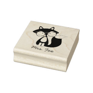 Funny Hipster Fox Rubberstempel