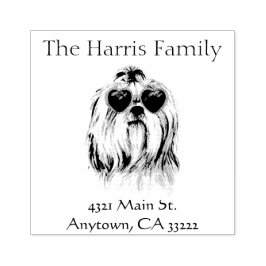 Funny Hipster Lhasa Apso gepersonaliseerd Rubberstempel