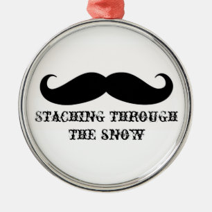 Funny hipster mustache vakantie xmas snor metalen ornament