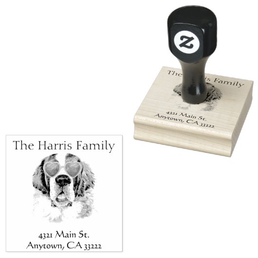 Funny Hipster Saint Bernard gepersonaliseerd Rubberstempel (Gestempeld)