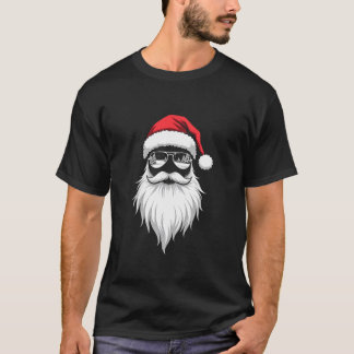 Funny Hipster Santa Face met Pet bibdebril Ch T-shirt
