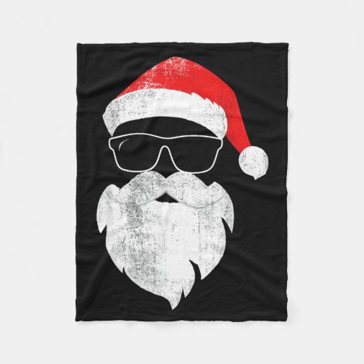 Funny Hipster Santa Face With Hat Beard &amp; Gles Fleece Deken (Voorkant)