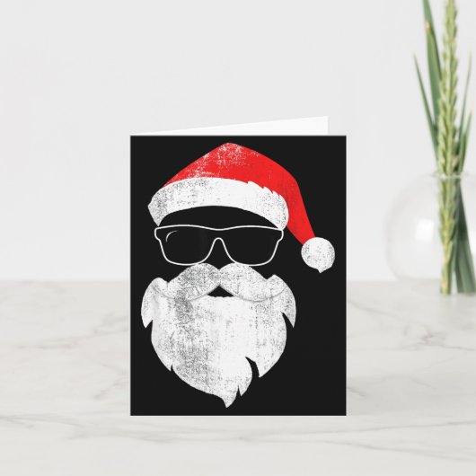 Funny Hipster Santa Face With Hat Beard &amp; Gles Kaart (Voorkant)