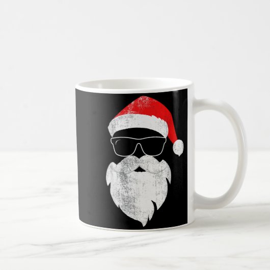 Funny Hipster Santa Face With Hat Beard & Gles Koffiemok (Rechts)