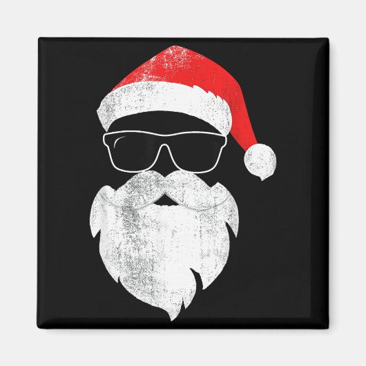 Funny Hipster Santa Face With Hat Beard & Gles Magneet (Voorkant)