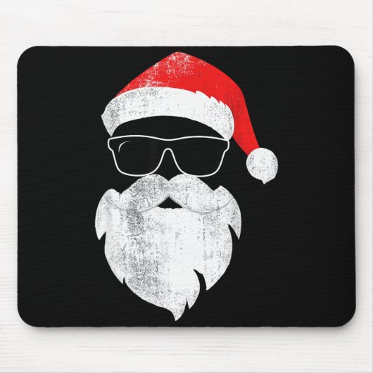 Funny Hipster Santa Face With Hat Beard &amp; Gles Muismat (Voorkant)