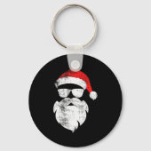 Funny Hipster Santa Face With Hat Beard & Gles Sleutelhanger (Voorkant)